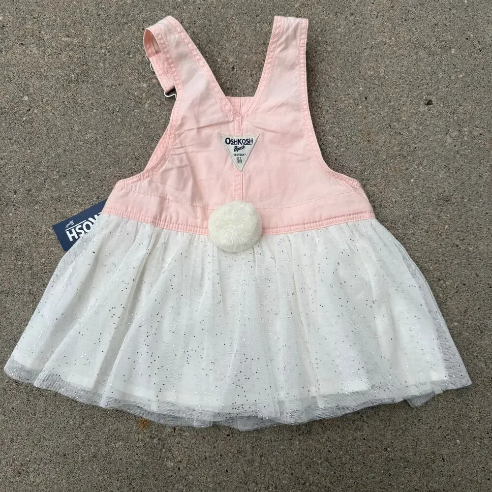 OshKosh B'gosh EasterBunny Dress Pink White Sparkle Skirt w Tail 18MO NWT